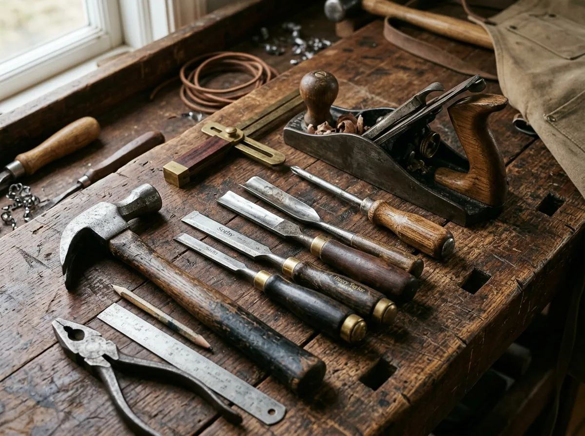 Miljöbild – hand tools on a workbench