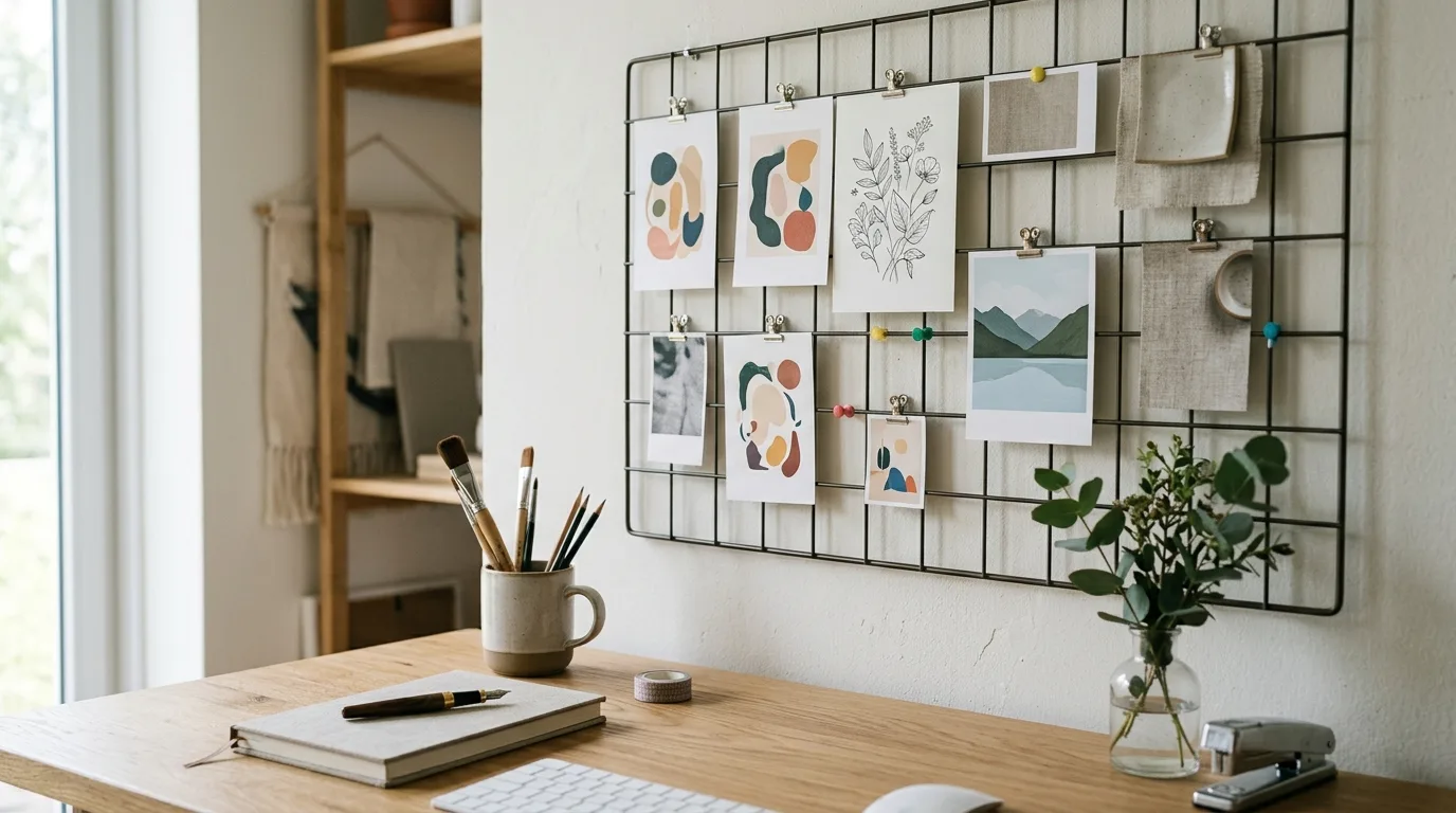 Miljöbild – studio wall with prints