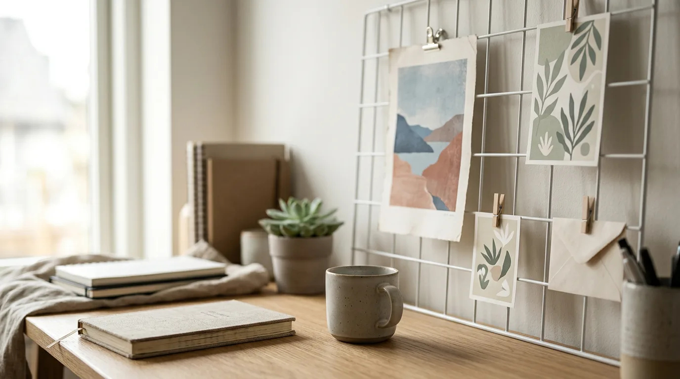 Miljöbild – studio wall with prints