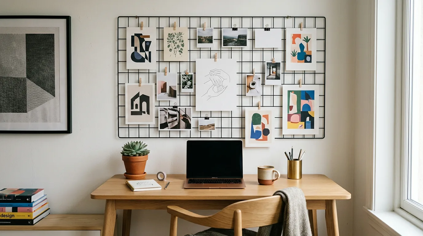 Miljöbild – studio wall with prints