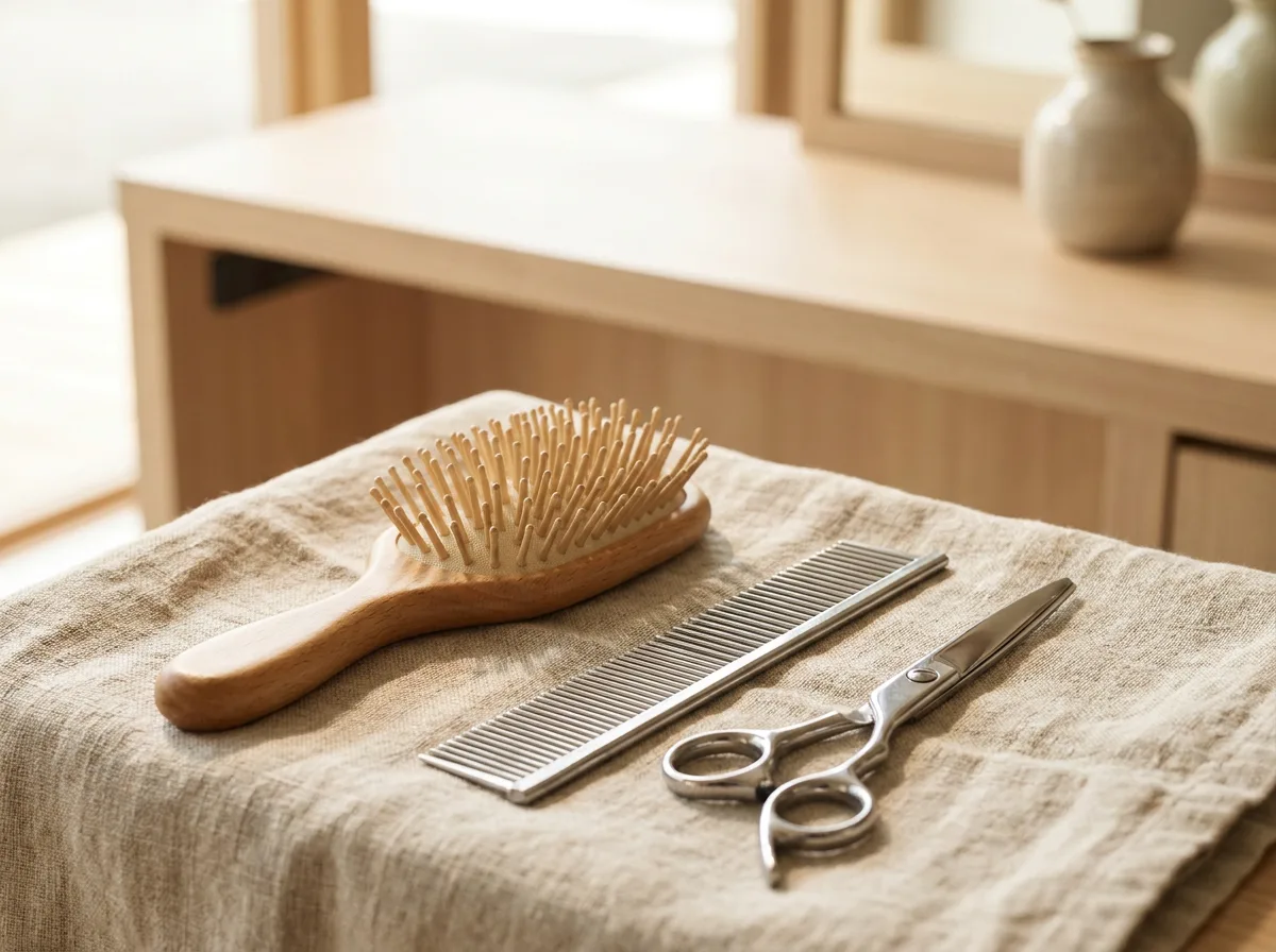 Miljöbild – salon tools on linen