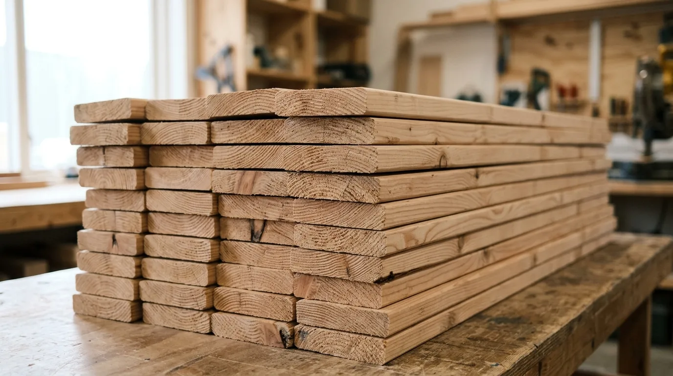 Miljöbild – stacked wood boards