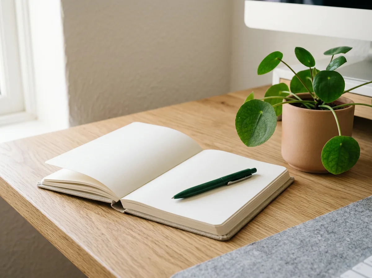 Miljöbild – desk detail with notebook