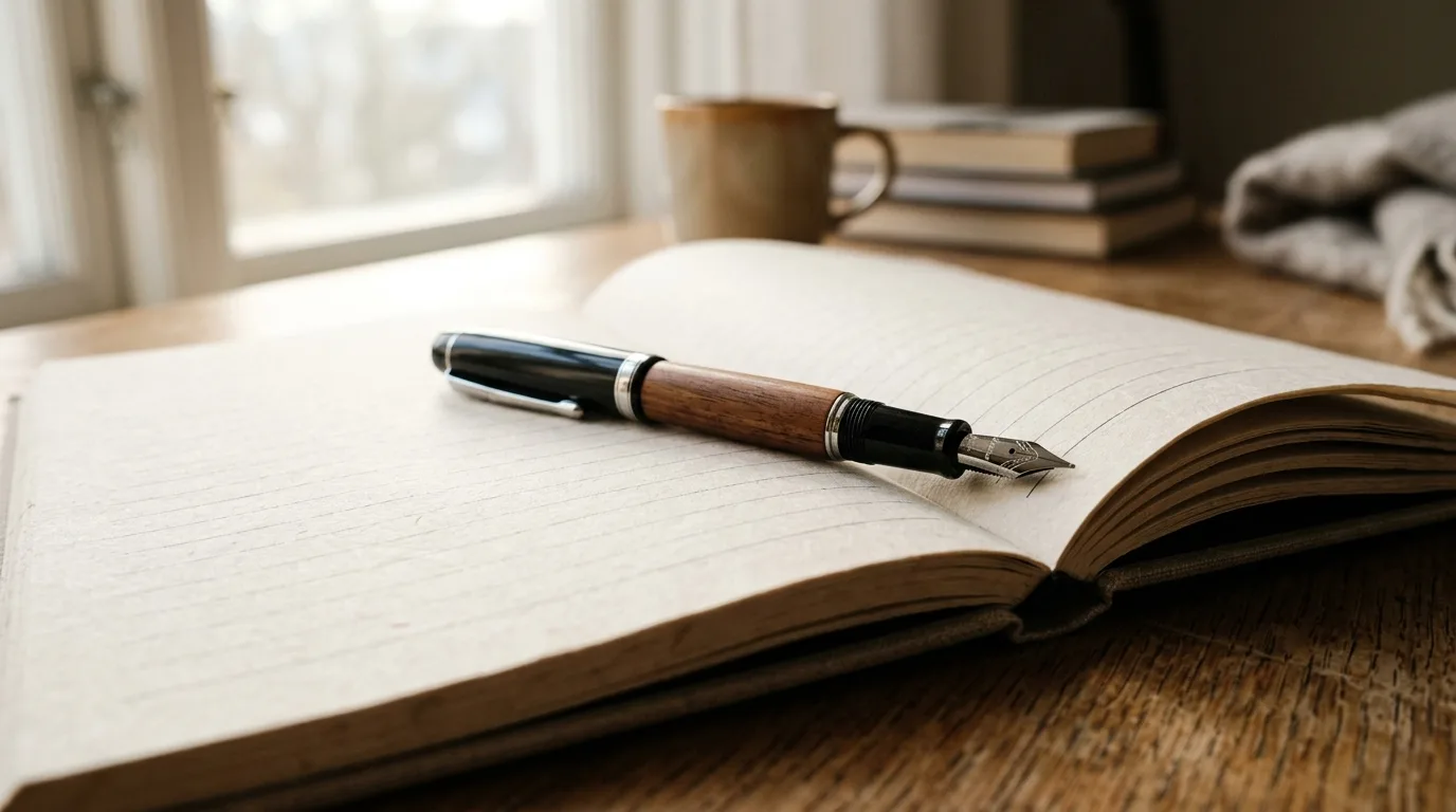 Miljöbild – notebook and pen