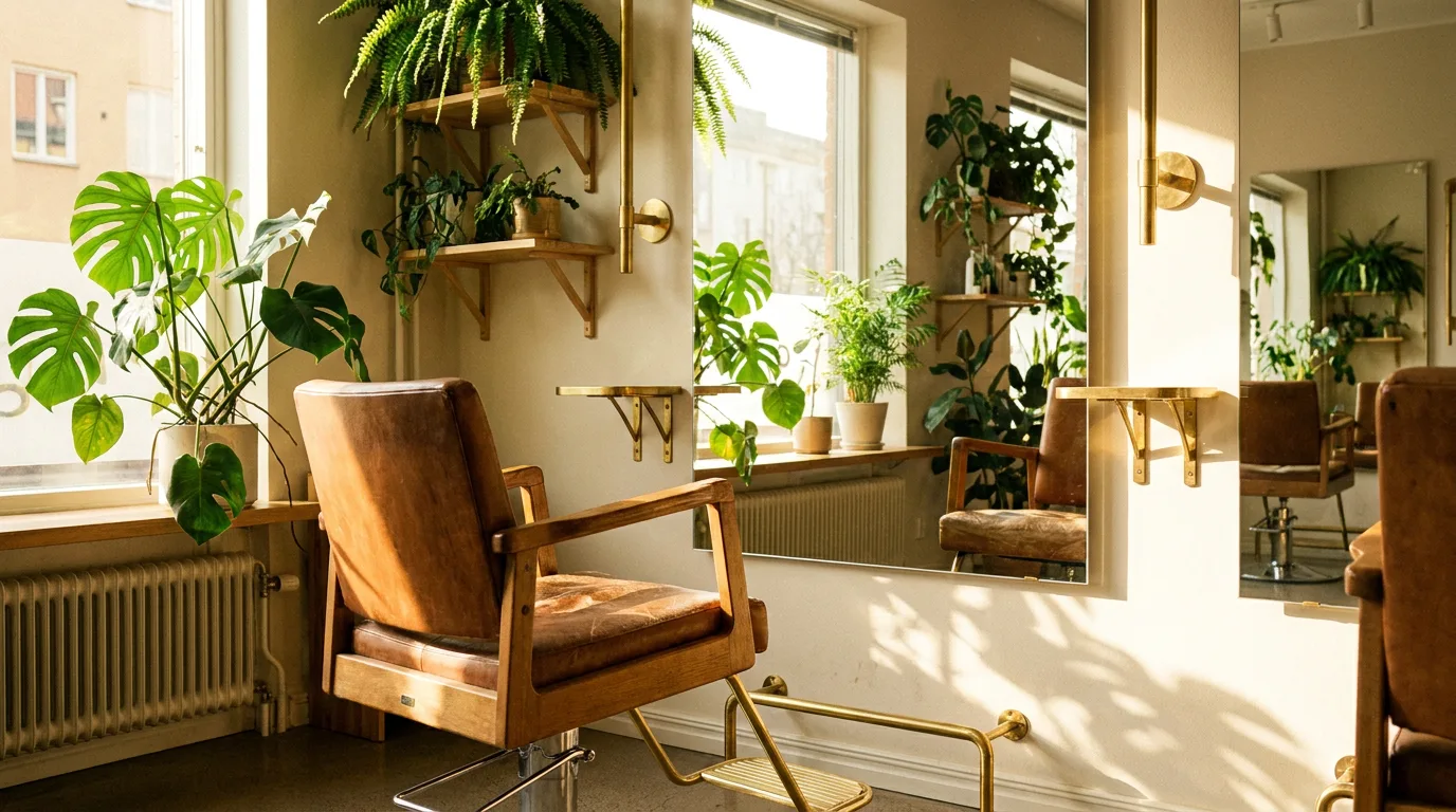 Miljöbild – warm hair salon interior