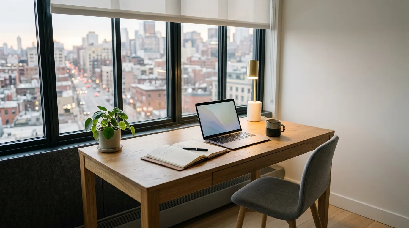 Miljöbild – modern office desk by a window