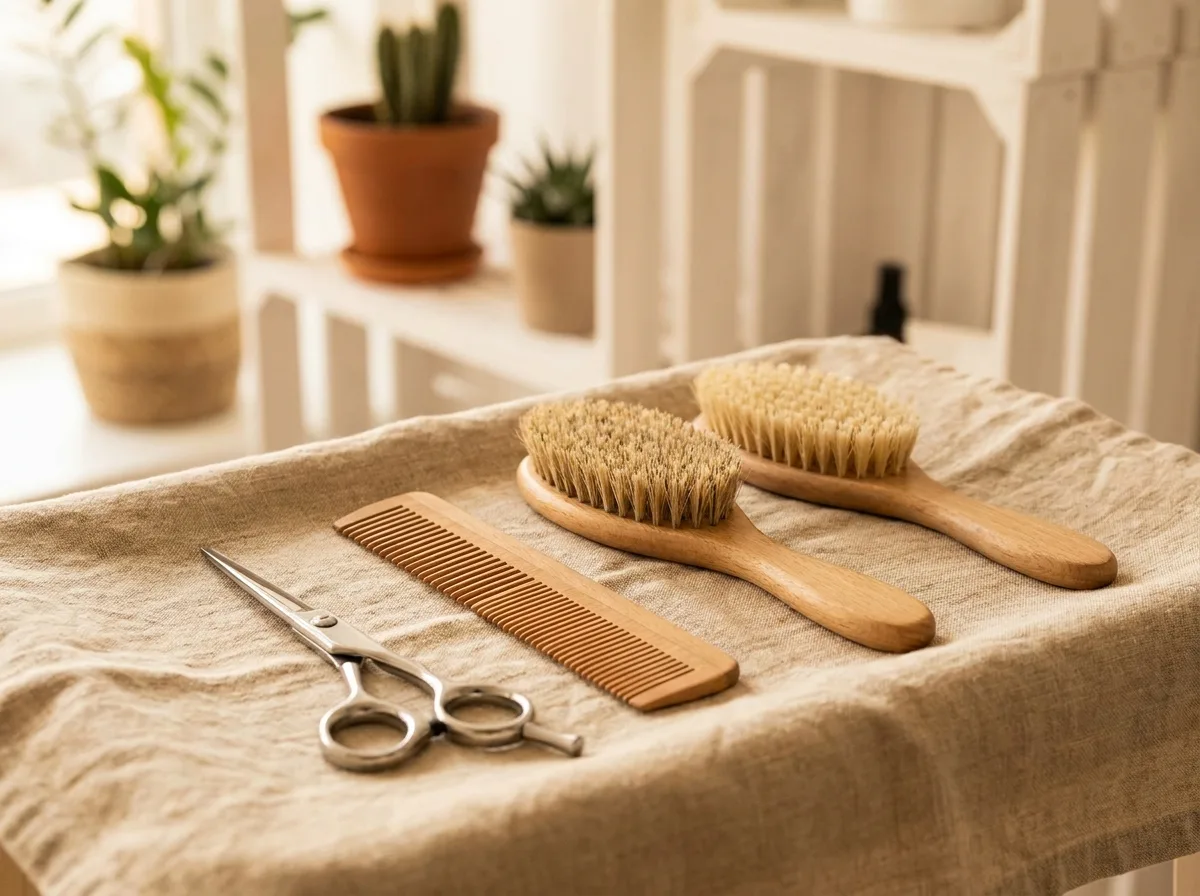 Miljöbild – salon tools on linen