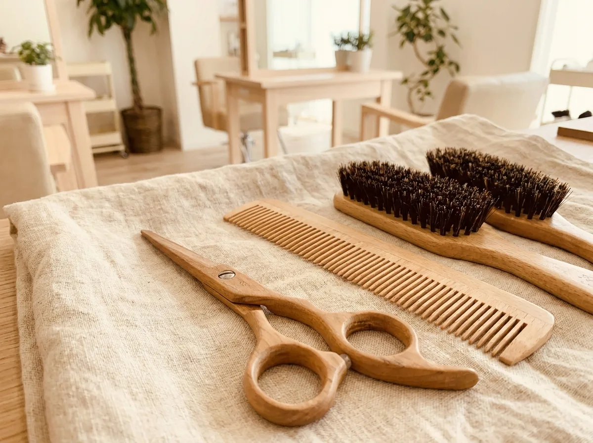 Miljöbild – salon tools on linen