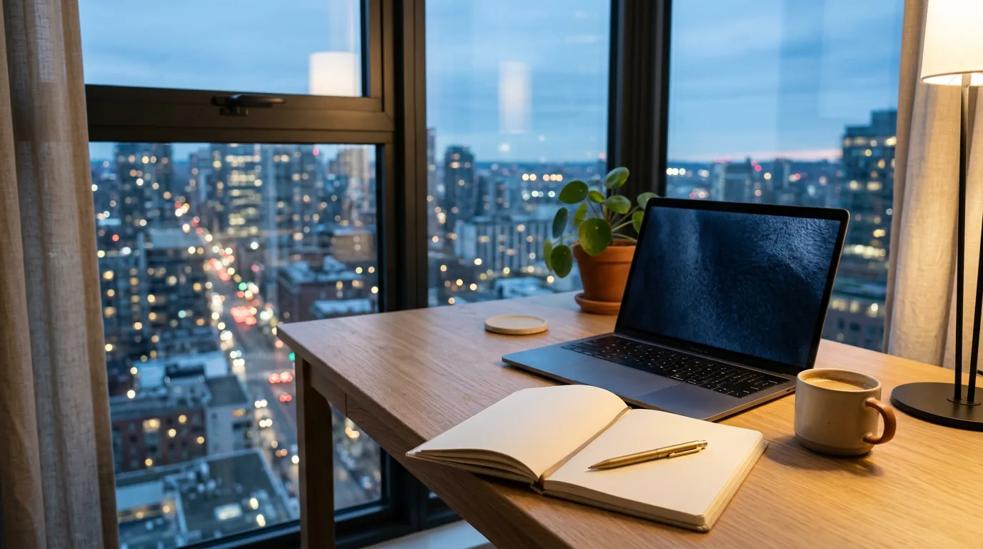 Miljöbild – modern office desk by a window