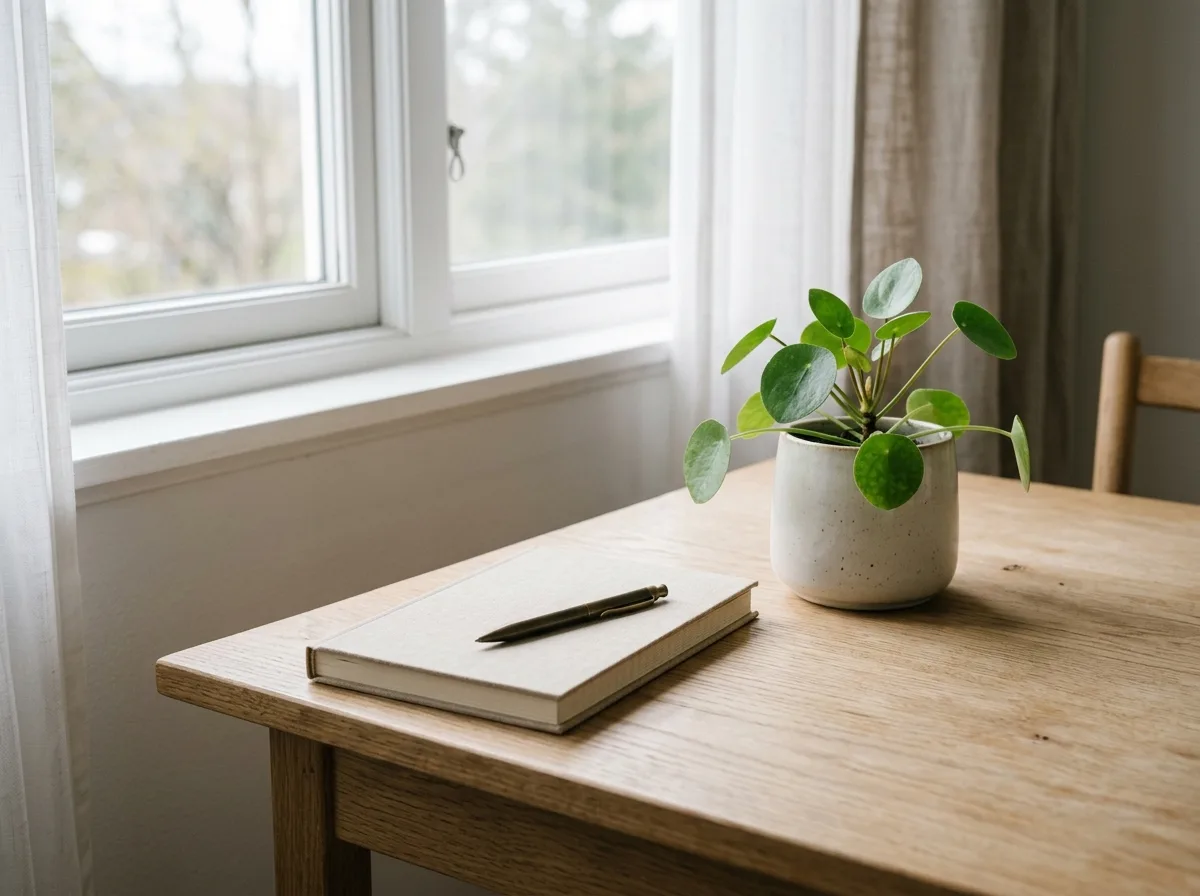 Miljöbild – desk detail with notebook