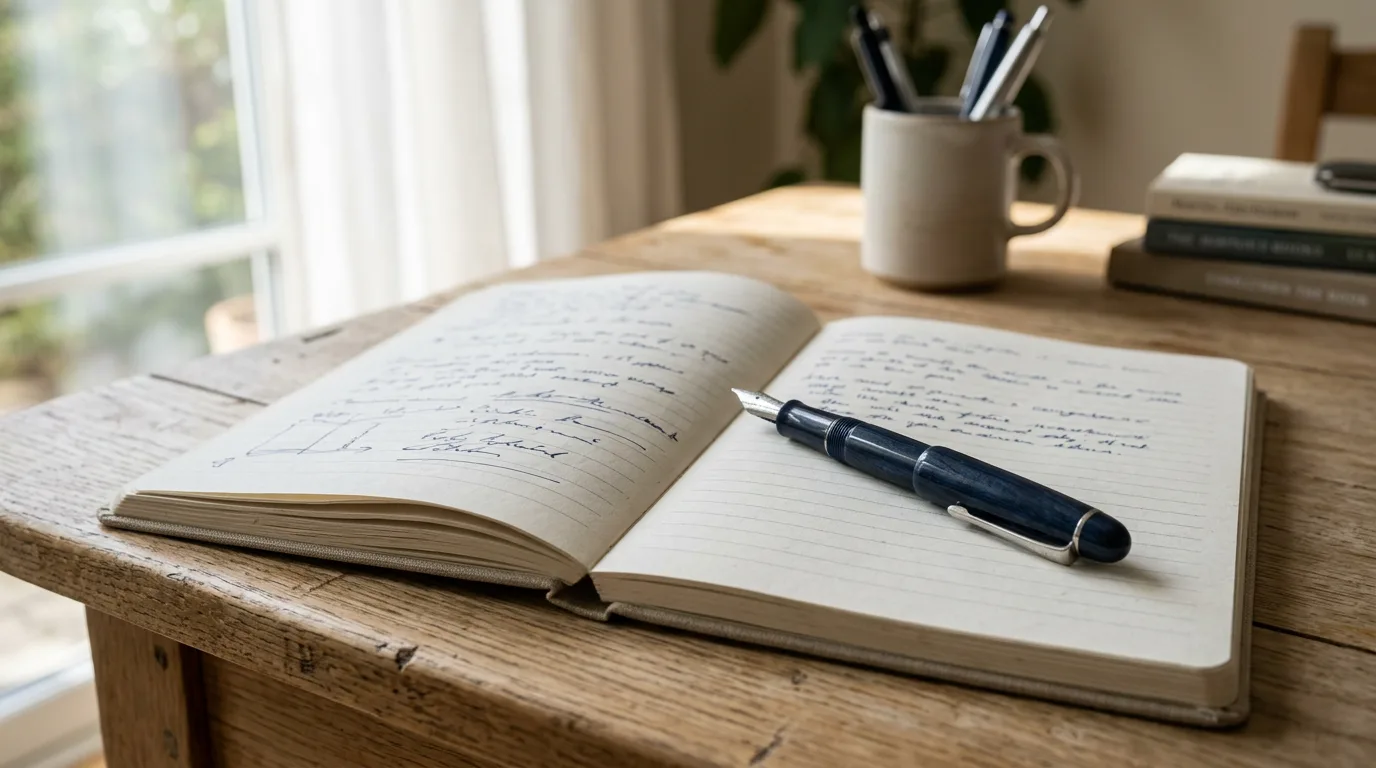 Miljöbild – notebook and pen