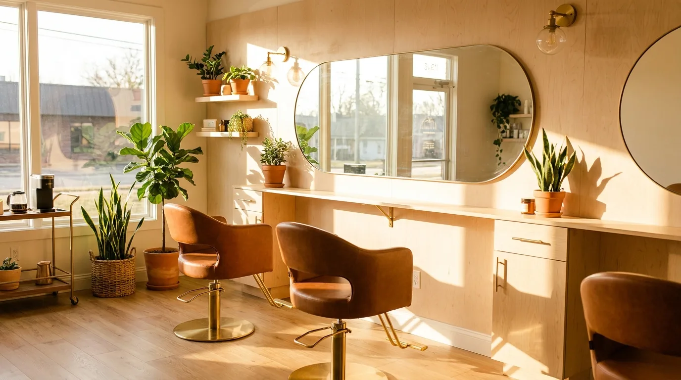 Miljöbild – warm hair salon interior