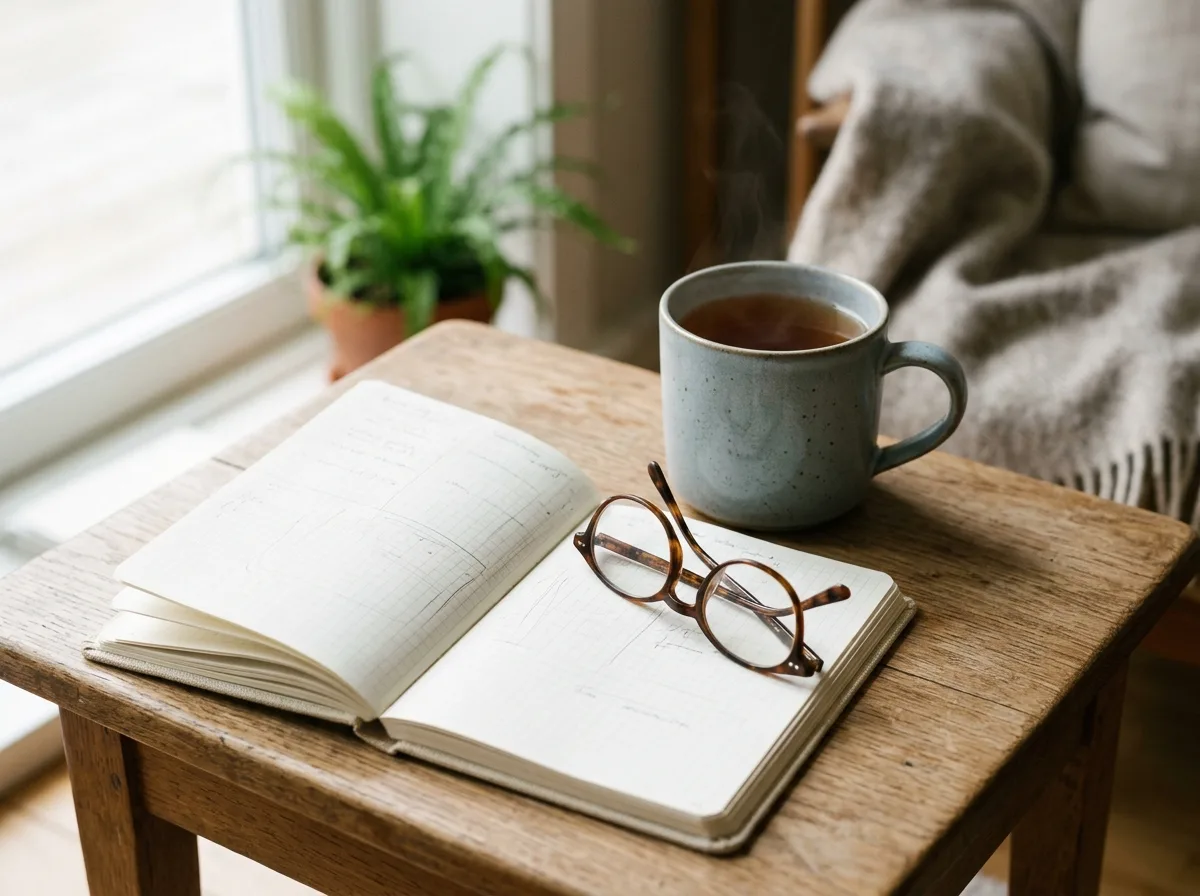 Miljöbild – notebook and tea on a table